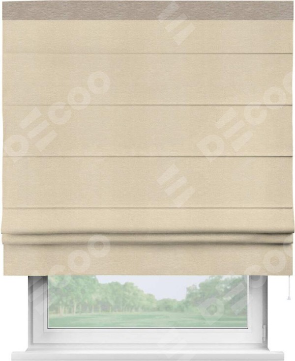 Римская штора «Кортин» с кантом Кинг, для проема ткань софт однотонный бежевый лайт