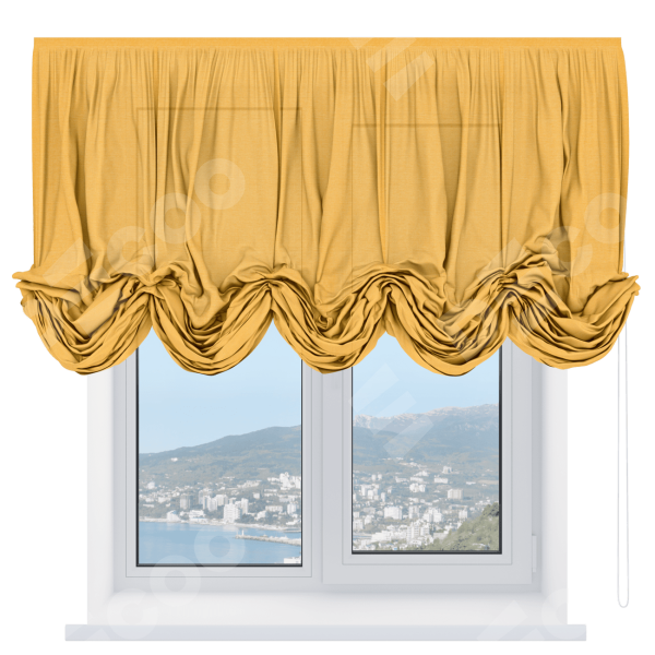 Австрийская штора «Кортин», лён желтый