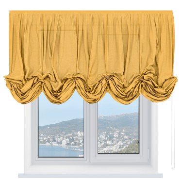 Австрийская штора «Кортин», лён желтый