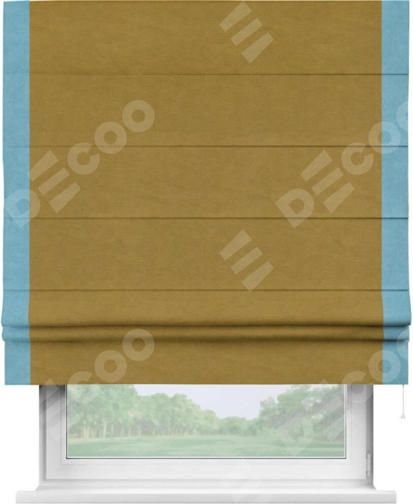 Римская штора «Кортин» с кантом Стрим Дуо, для проема, ткань вельвет светло-коричневый