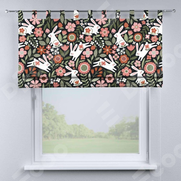 Римская штора на петлях «Зайчики в цветнике»