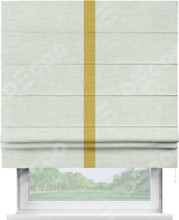 Римская штора «Кортин» для проёма, лён топлёное молоко, с кантом Хайвэй