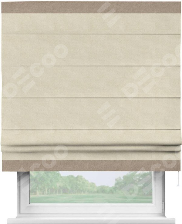 Римская штора «Кортин» с кантом Горизонт, для проема, ткань лён димаут, бежевый