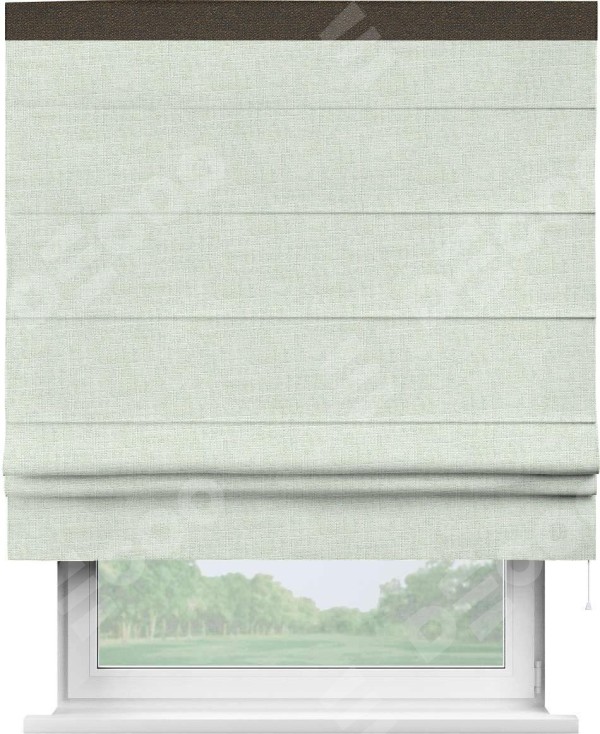 Римская штора «Кортин» для проёма, лён топлёное молоко, с кантом Кинг