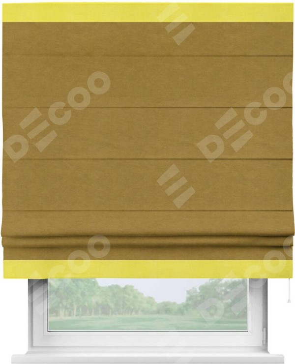 Римская штора «Кортин» с кантом Горизонт, для проема, ткань вельвет светло-коричневый