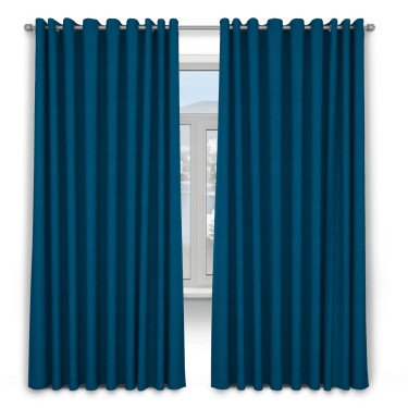 Шторы на люверсах ткань лён димаут, синий