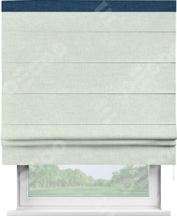 Римская штора «Кортин» для проёма, лён топлёное молоко, с кантом Кинг