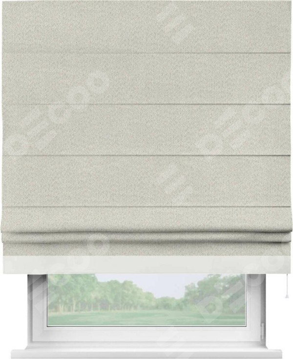 Римская штора «Cortin» для проёма, лён димаут светло-бежевый с кантом Джестер