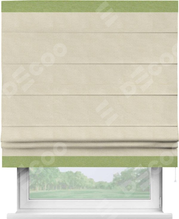 Римская штора «Кортин» с кантом Горизонт, для проема, ткань лён димаут, бежевый