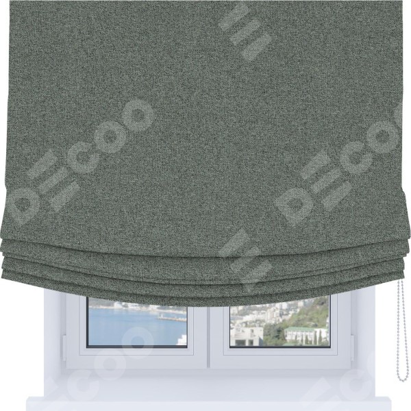 Римская штора Soft с мягкими складками, ткань лён блэкаут серый