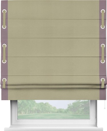 Римская штора «Кортин» с кантом Стрим Дуо (люверсы с пояском), для проема, ткань блэкаут однотонный милано капучино