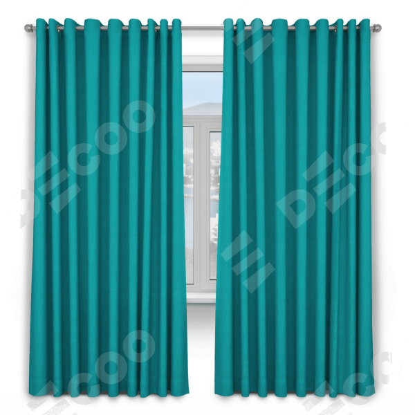 Шторы на люверсах ткань блэкаут однотонный, бирюзовый