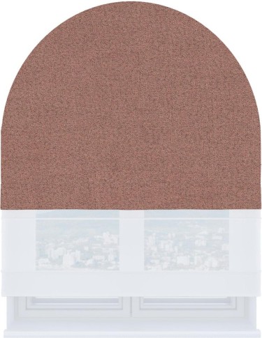 Римская штора «Кортин» день-ночь для арочного проёма, лён блэкаут розовый