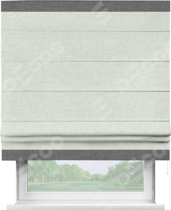 Римская штора «Кортин» для проёма, лён топлёное молоко, с кантом Горизонт
