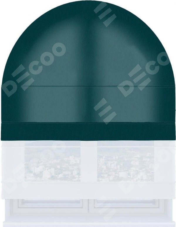 Римская штора «Кортин», канвас изумрудный, день-ночь для арочного проёма