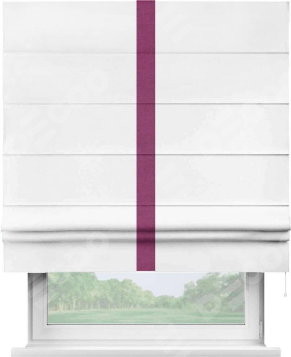 Римская штора «Кортин» с кантом Хайвэй, для проема, ткань вельвет белоснежный