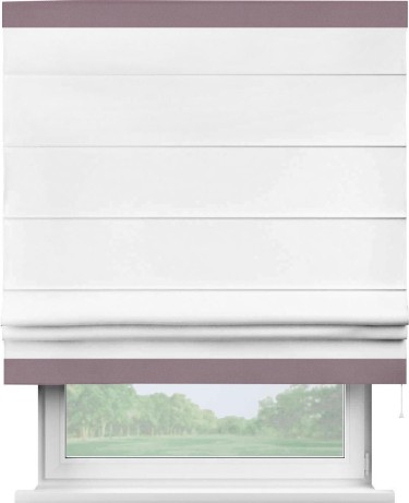 Римская штора «Кортин» с кантом Горизонт, для проема, ткань однотонная белоснежная