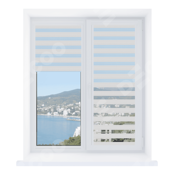 Рулонная штора День-ночь Уни 2 Metalic белый, размеры от 20 до 120 см