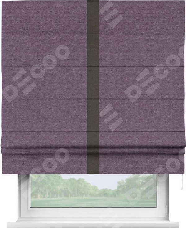 Римская штора «Кортин» с кантом Хайвэй, для проема, ткань лён димаут, брусника