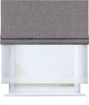 Римская штора «Кортин» день-ночь, ткань лён блэкаут, сиреневый