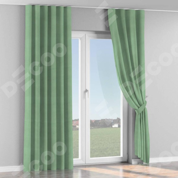 Комплект штор на тесьме «Волна», бархат оливковый