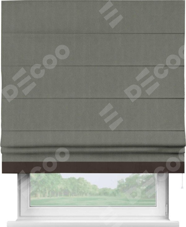 Римская штора «Кортин» с кантом Джестер, для проема, ткань блэкаут однотонный тёмно-серый