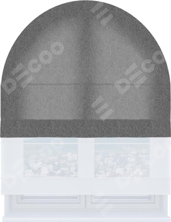 Римская штора «Кортин» день-ночь для арочного проёма, ткань софт однотонный серый