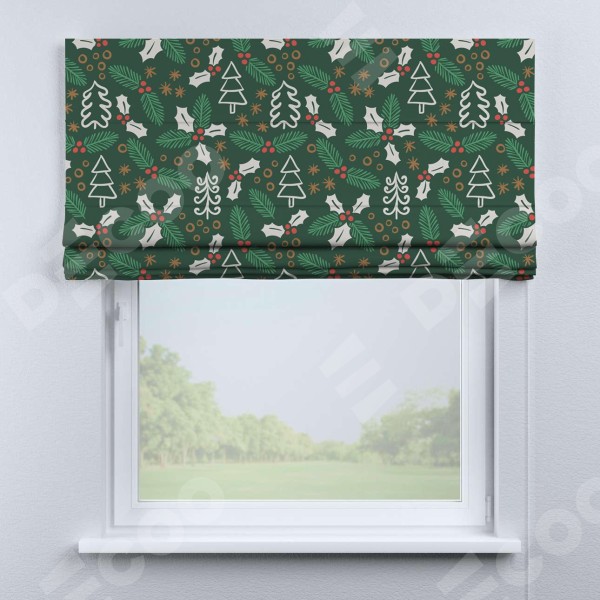 Римская штора «Кортин» для проема «Рождественский узор»