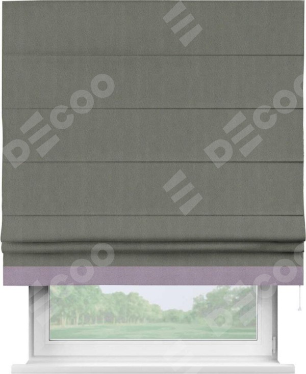 Римская штора «Кортин» с кантом Джестер, для проема, ткань блэкаут однотонный тёмно-серый