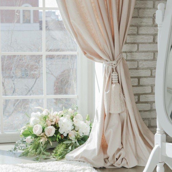 Штора портьерная "Этель" 230х270 см Валенсия Белое золото 100% п/э