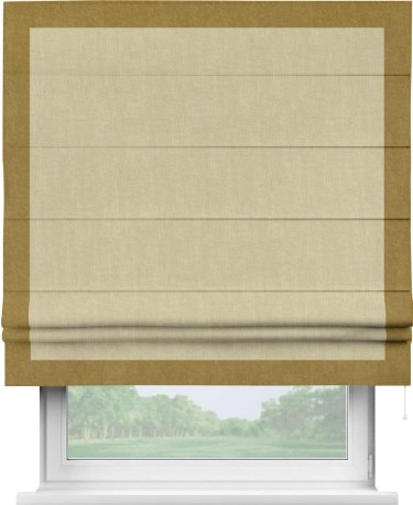 Римская штора «Кортин» для проема, канвас тёмно-бежевый, с кантом Чесс
