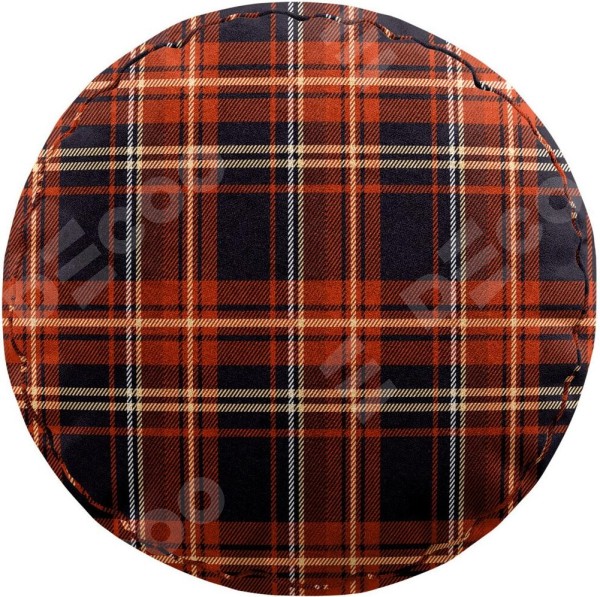 Подушка круглая Cortin «Сине-оранжевая клетка»