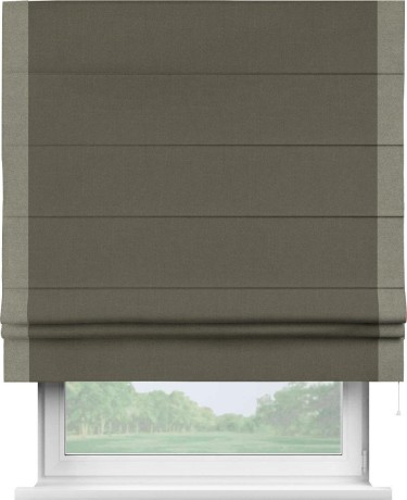 Римская штора «Кортин» с кантом Стрим Дуо, для проема, лён блэкаут коричневый