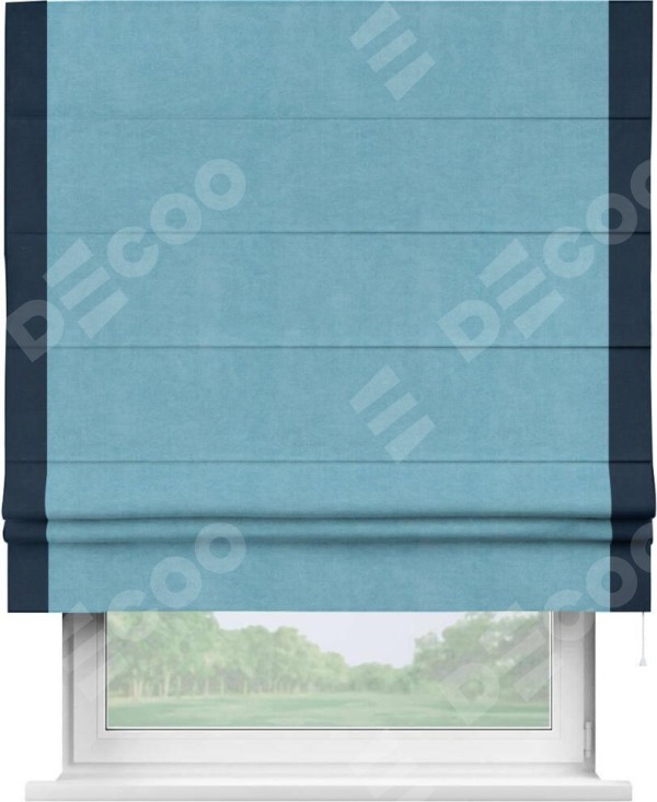 Римская штора «Кортин» с кантом Стрим Дуо, для проема, ткань вельвет ментоловый