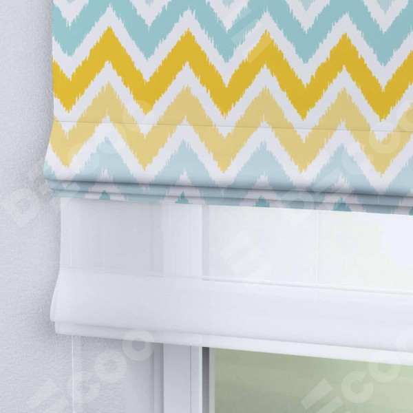 Римская штора «Кортин» день-ночь «Икат шеврон»