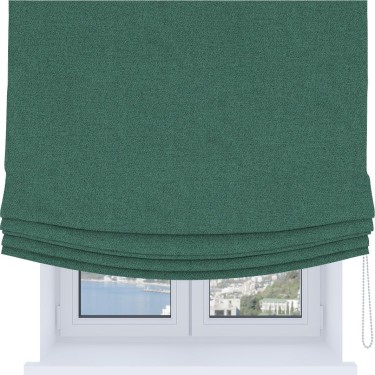 Римская штора Soft с мягкими складками, ткань лён блэкаут бирюзовый