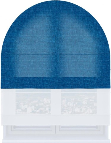 Римская штора «Кортин» день-ночь для арочного проёма, ткань лён синий