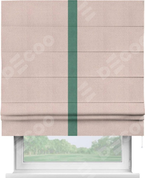 Римская штора «Кортин» с кантом Хайвэй, для проема, ткань блэкаут с блеском сиреневый