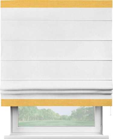 Римская штора «Кортин» с кантом Горизонт, для проема, ткань лён белый