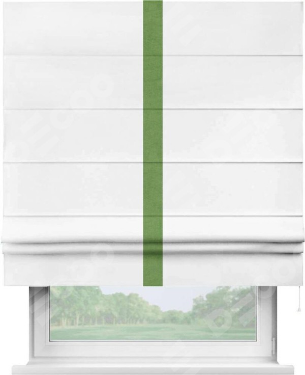 Римская штора «Кортин» с кантом Хайвэй, для проема, ткань вельвет белоснежный